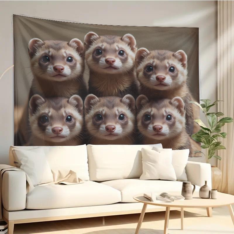 Home Decor Design Ideas - Cute Ferret Group Tapestry Wall Hanging