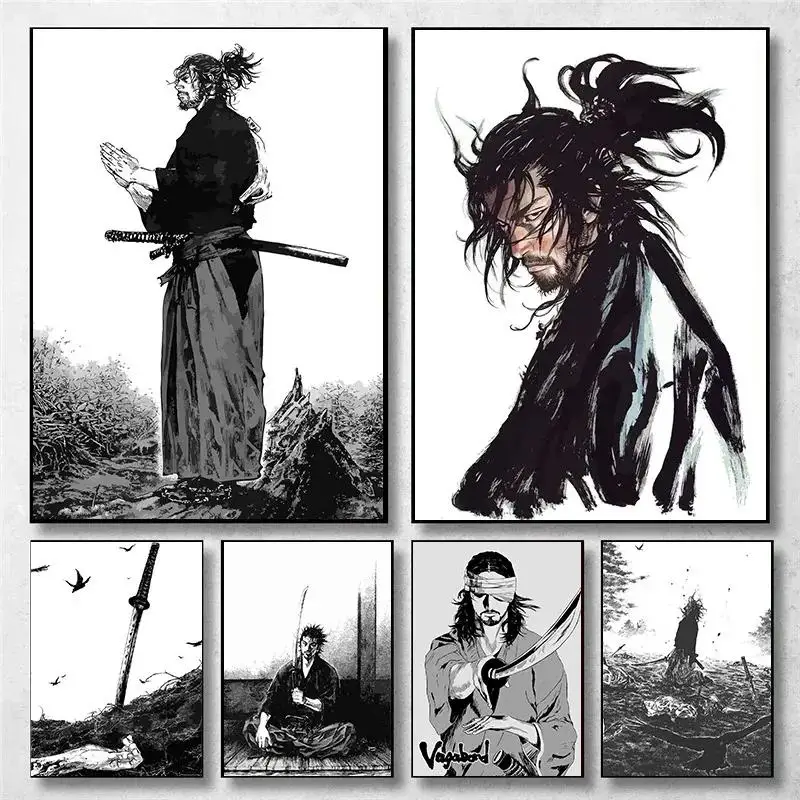 Home Decor Japandi - Vintage Japanese Anime Wall Art Miyamoto