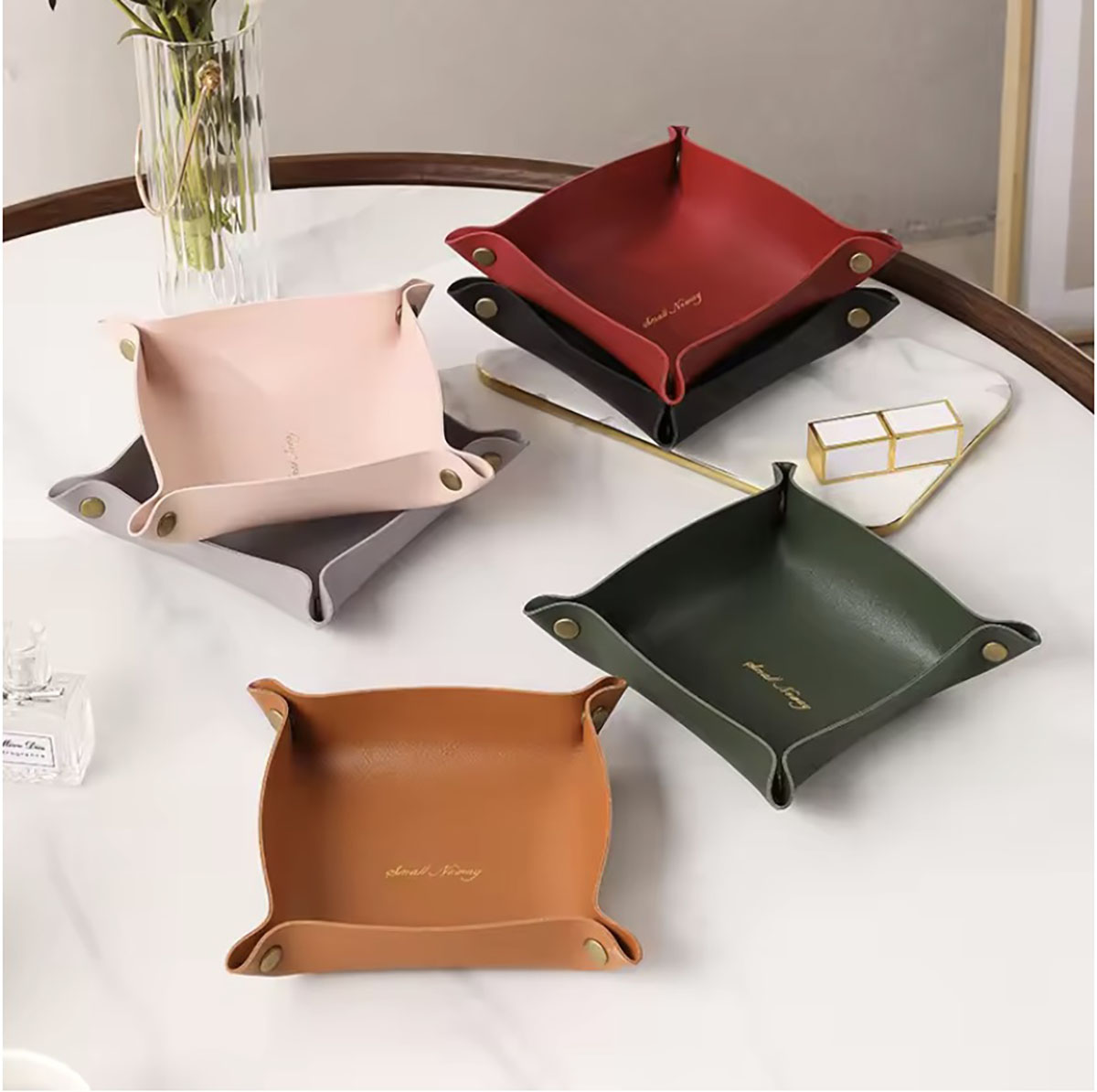 Home Decor Japandi - Nordic Style Leather Storage Tray Desktop