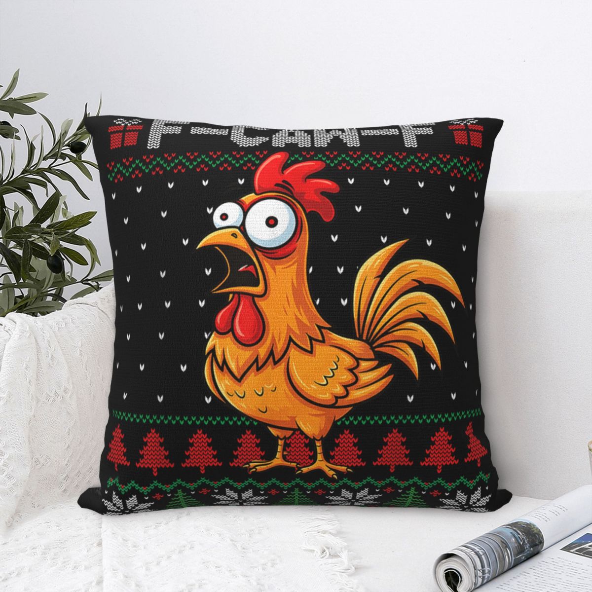 Home Decor Quotes Ideas - F-Caw-F Funny Chicken Humor Quote Christmas