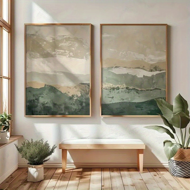 Home Decor Japandi - 2pcs/set Wabi Sabi Abstract Geometric Canvas