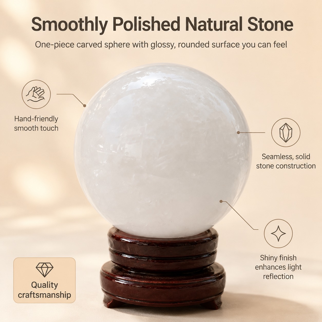 Home Decor Enthusiast - 1 white quartz crystal ball, mineral