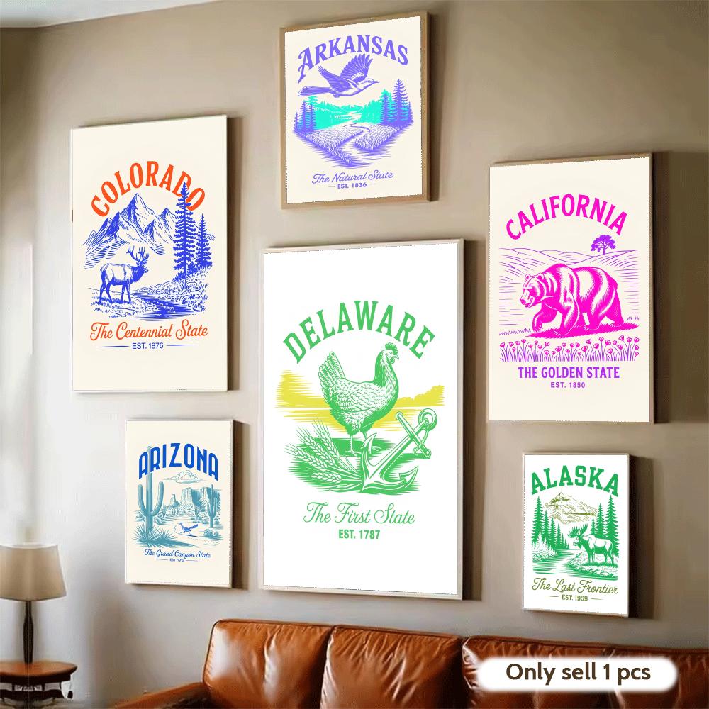 Home Decor Design Ideas - Animal Us States Art Design Poster