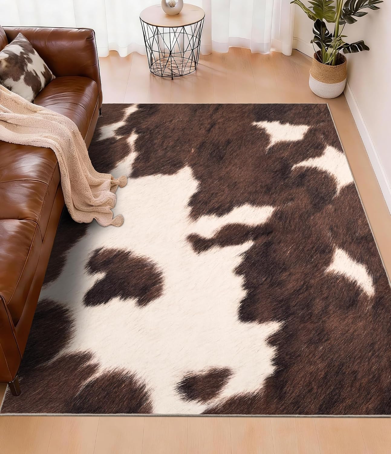 Cowhide Rug Faux - Brown Faux Cowhide Area Rug, Soft