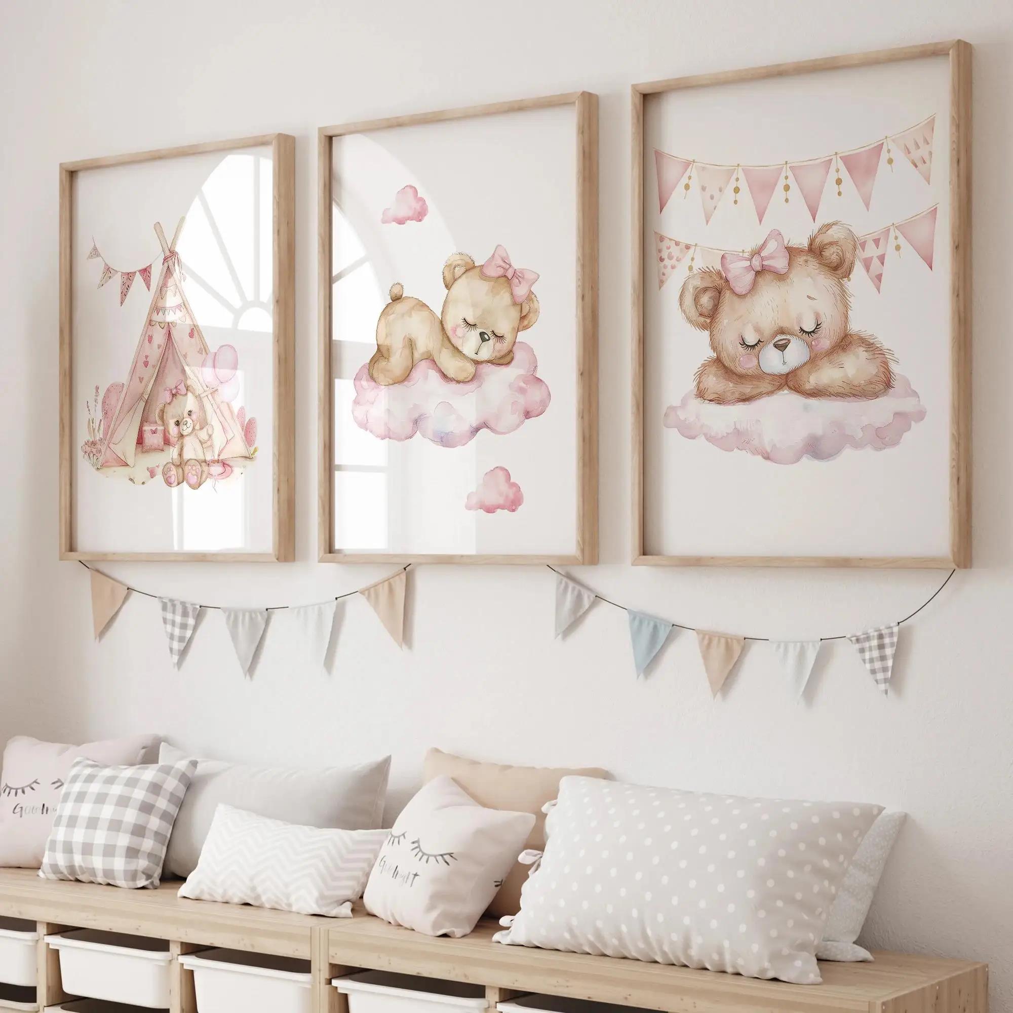Home Decor On Wall - Pink Dream Bear Carousel Tent Swing