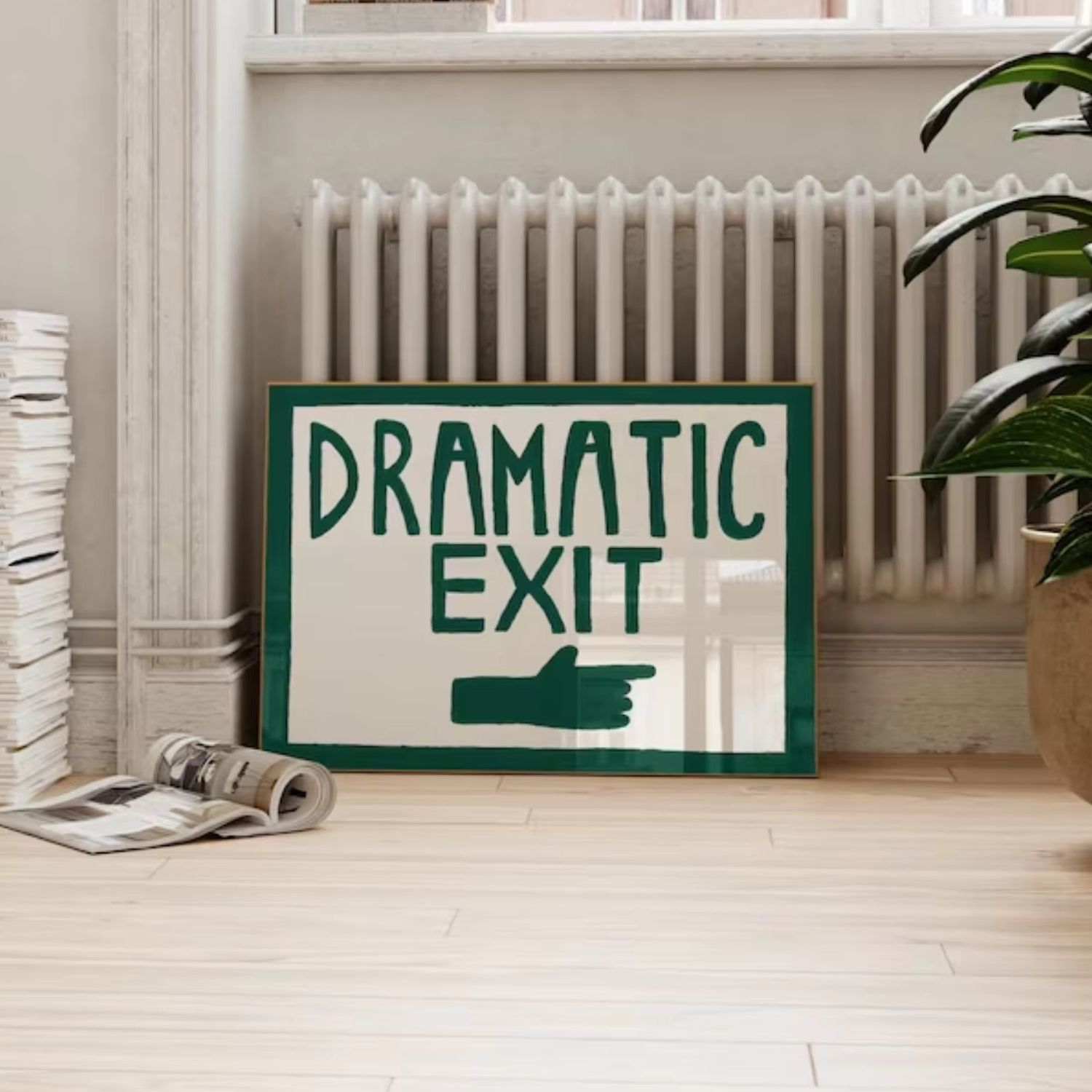 Home Decor On Wall - Funny Hallway Print Dark Green Dramatic