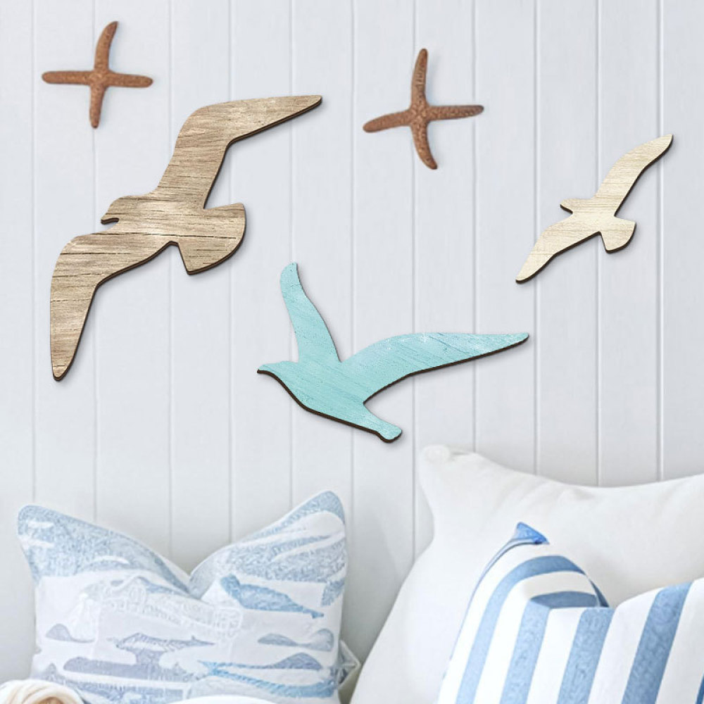 Home Decor Minimalist Style - Artistic Wooden Seagull Wall Decor Ocean