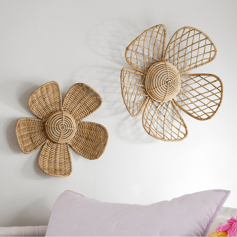 Home Decor Rattan - Nordic Woven Rattan Flower Wall Decor
