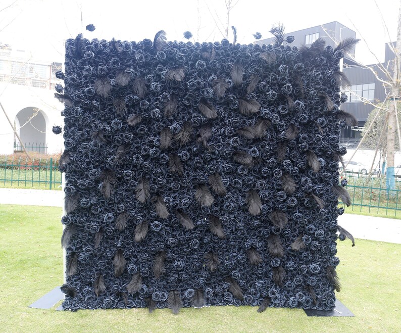Home Decor Event - Black Rose Artificial Flower Wall Wedding