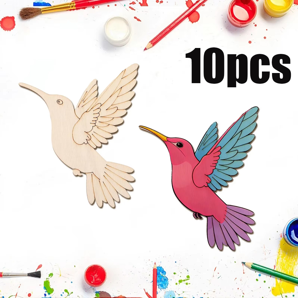 Home Decor Painting - 10pcs Unfinished Wood Animal Bird Cutouts,Wooden