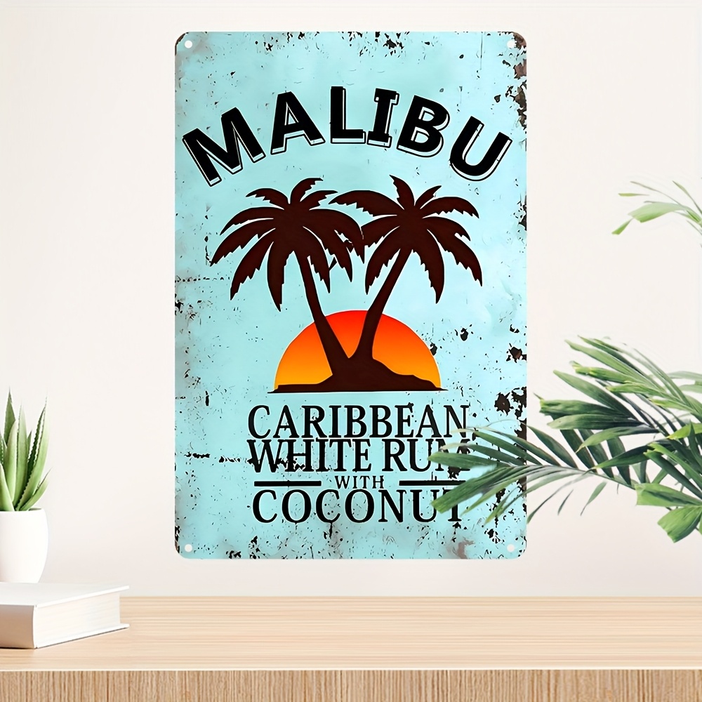 Home Decor Theme - Vintage Malibu Coconut Rum Metal Sign