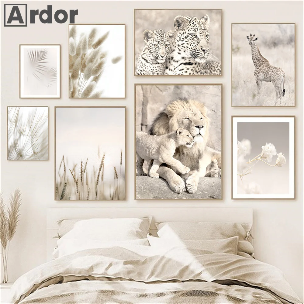 Sand Art Picture - Jungle Lion Leopard Sand Dandelion Reed