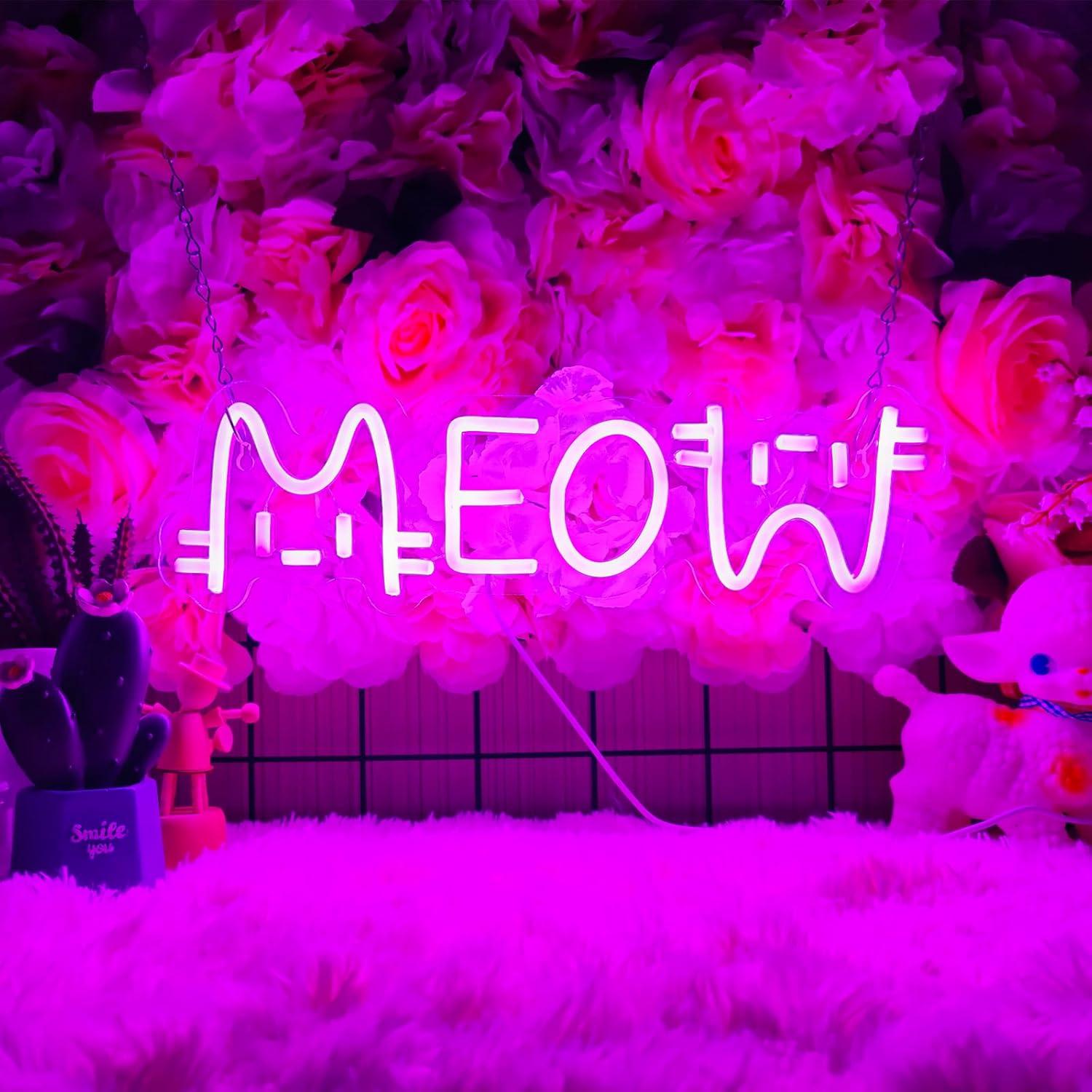 Home Decor Lighting - Meow Neon Sign Cat USB Powered