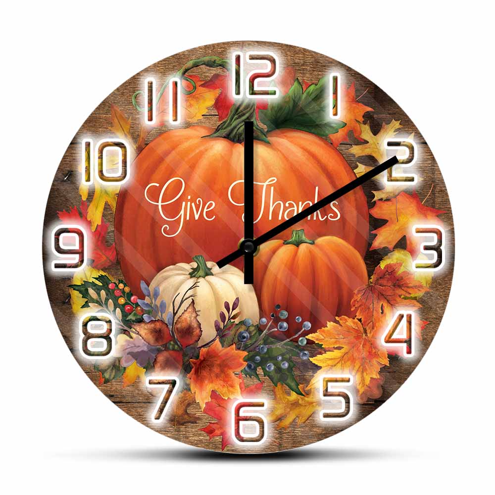 Home Decor Design Ideas - Give Thanks Blessed Wall Clock Modern