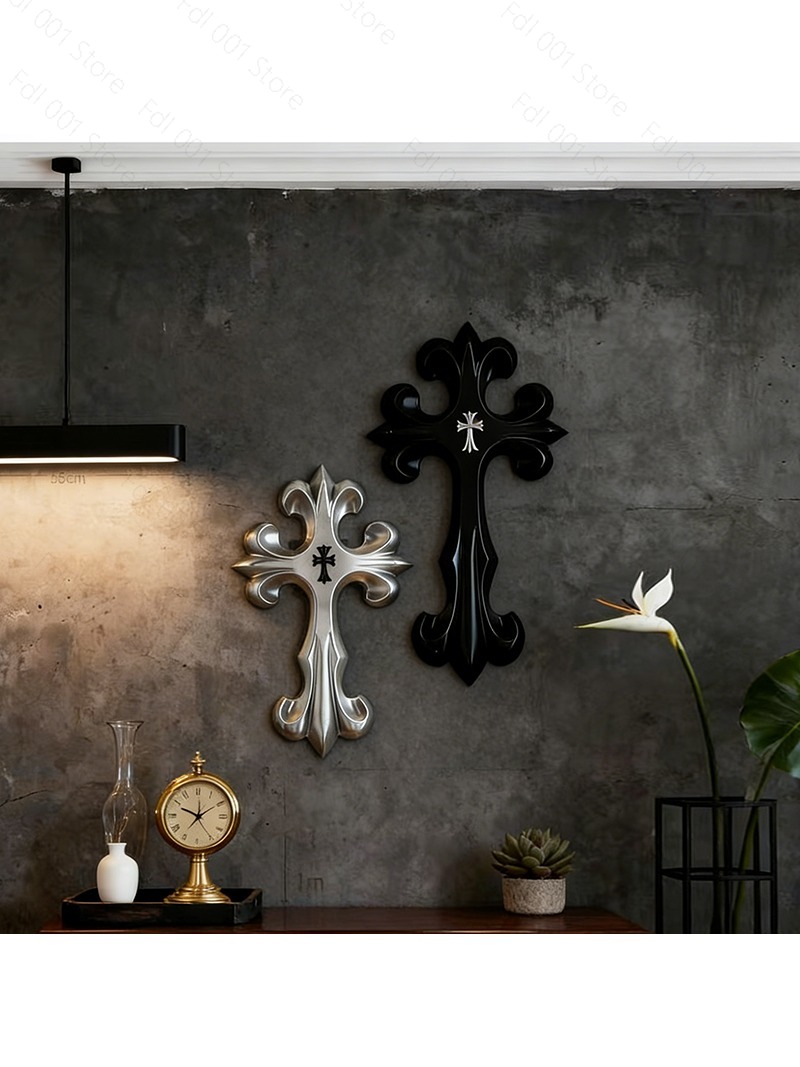 Home Decor White - Nordic black and white cross wall