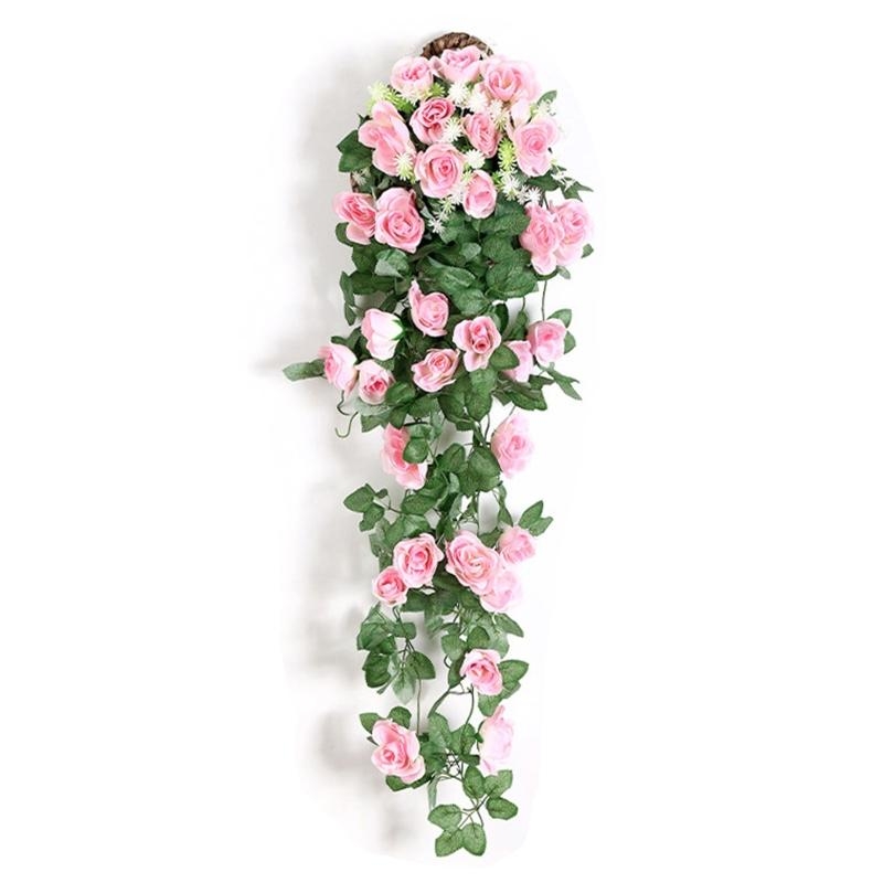 Home Decor Rattan - Artificial Rose Flower Rattan Ornament Wall