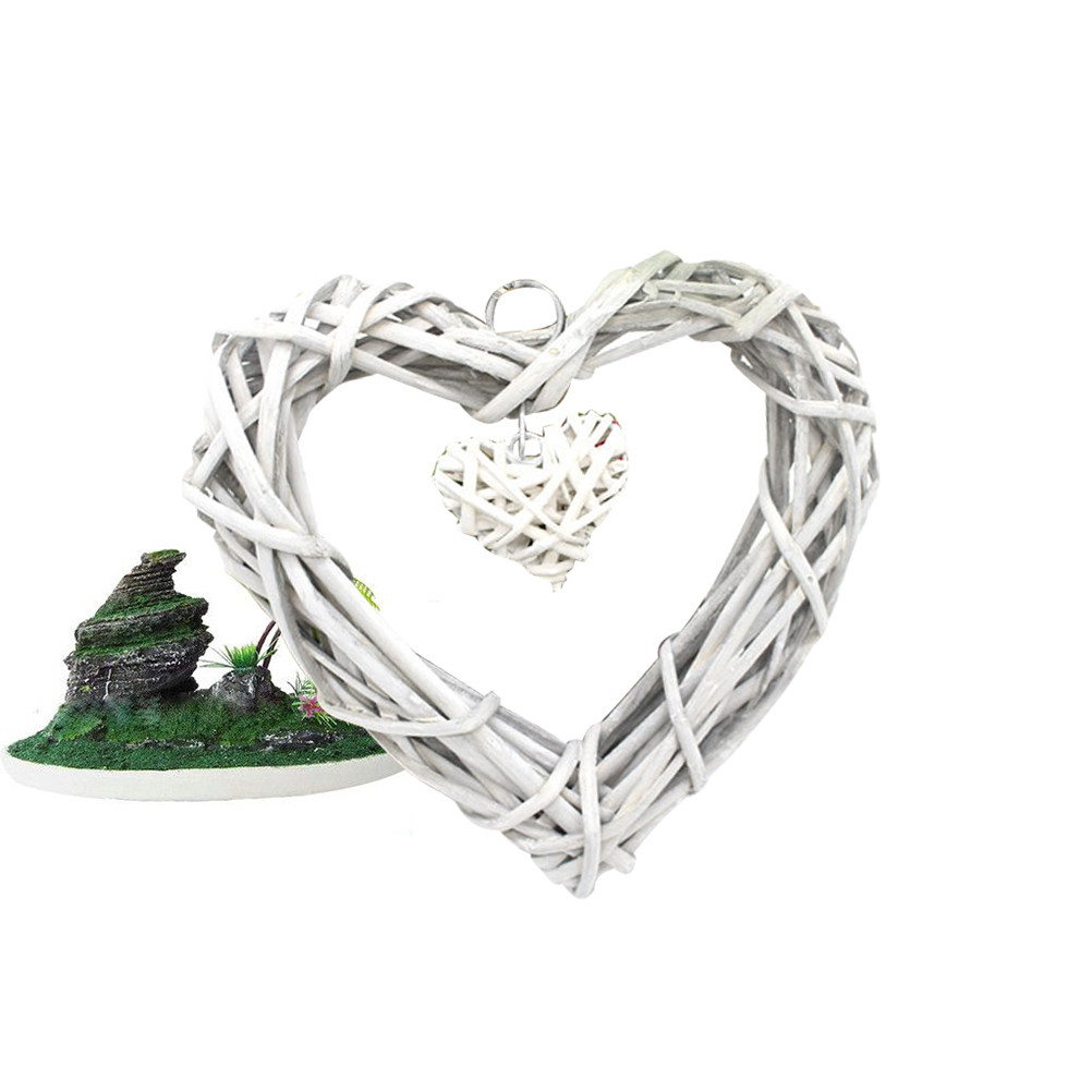Home Decor Rattan - Rustic Love Heart Hanging Crafts Beige