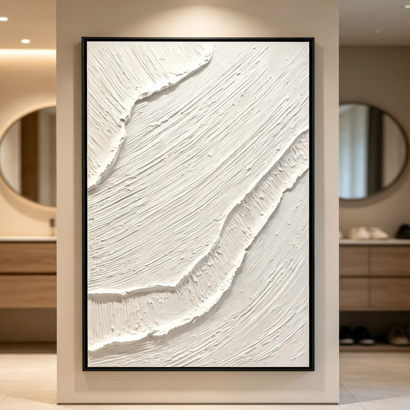 Hand-Painted White 3D Thick Te - Home Decor White 评论和价格
