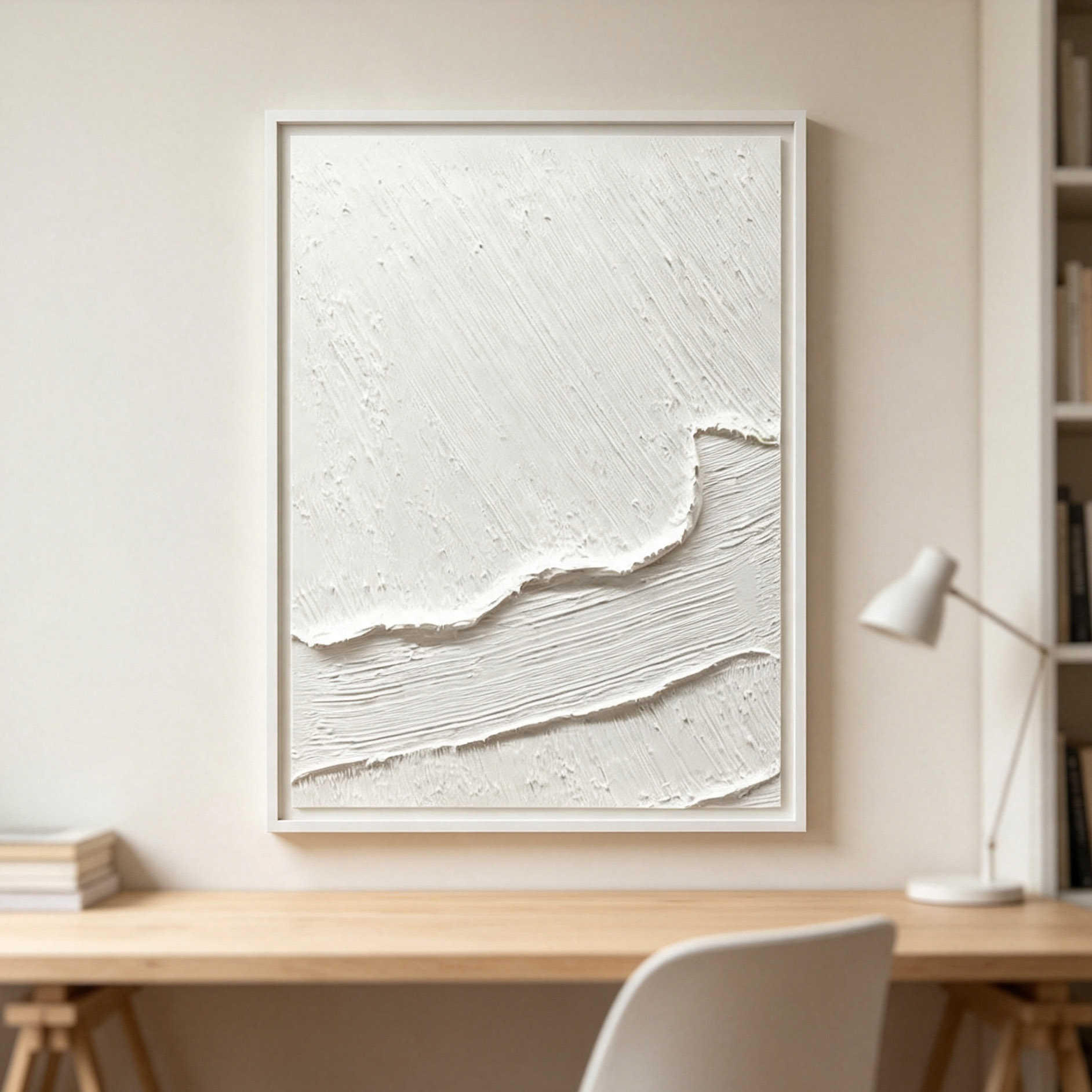 Hand-Painted White 3D Thick Te - Home Decor White 评论和价格