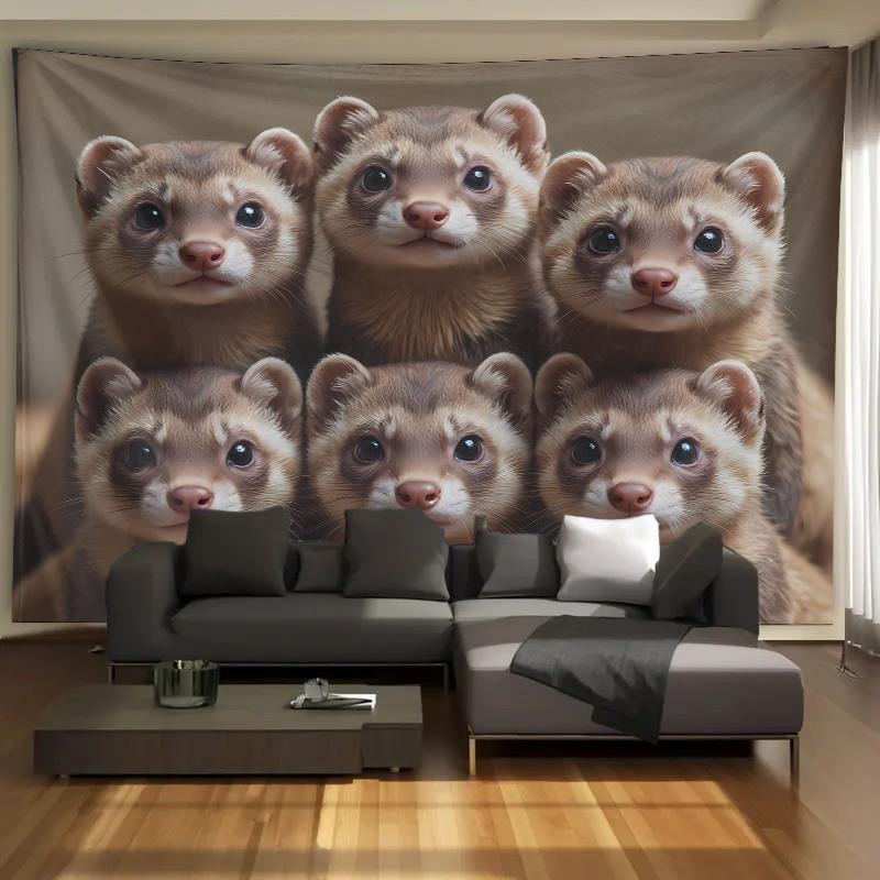 Cute Ferret Group Tapestry Wal - Home Decor Design Ideas 评论和价格