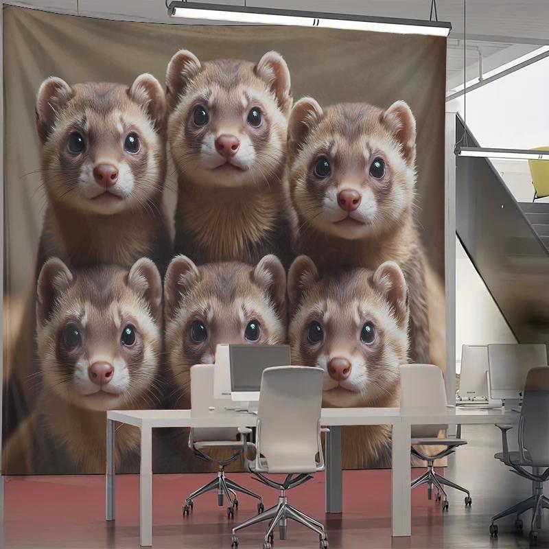 Cute Ferret Group Tapestry Wal - Home Decor Design Ideas 评论和价格