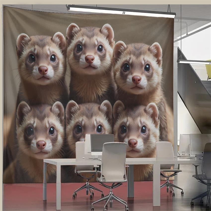 Cute Ferret Group Tapestry Wal - Home Decor Design Ideas 评论和价格