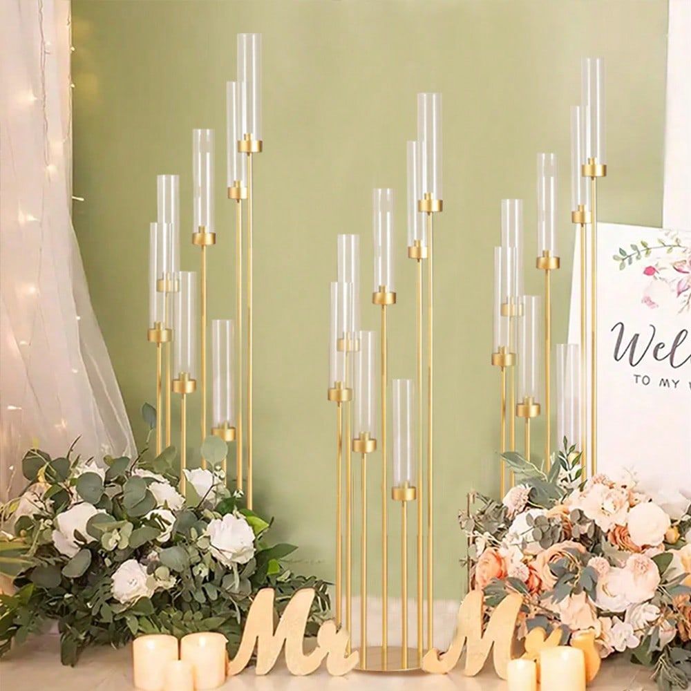 2Pcs 7 Arm Gold Candelabra Can - Home Decor Theme 评论和价格