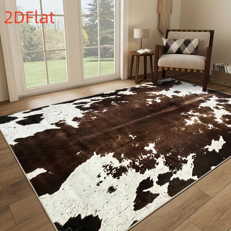 2D Flat Cowhide Print Flannel  - Cowhide Rug Faux 评论和价格