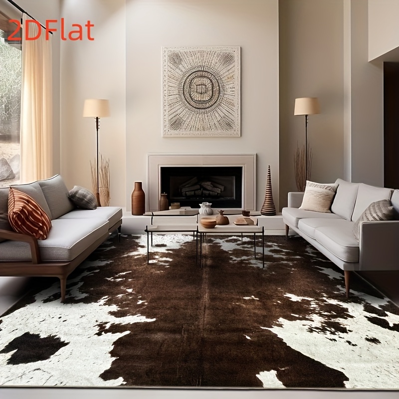 2D Flat Cowhide Print Flannel  - Cowhide Rug Faux 评论和价格