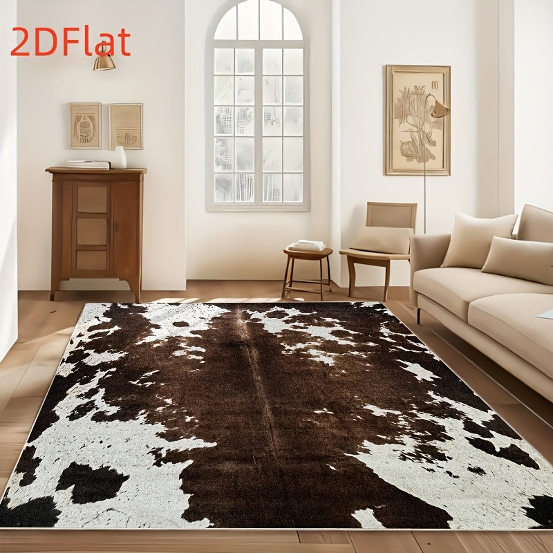 2D Flat Cowhide Print Flannel  - Cowhide Rug Faux 评论和价格