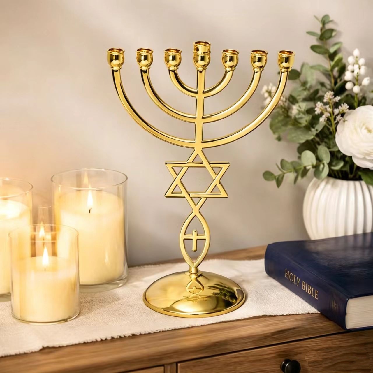 Hanukkah Seven-Headed Candle H - Home Decor Gift 评论和价格