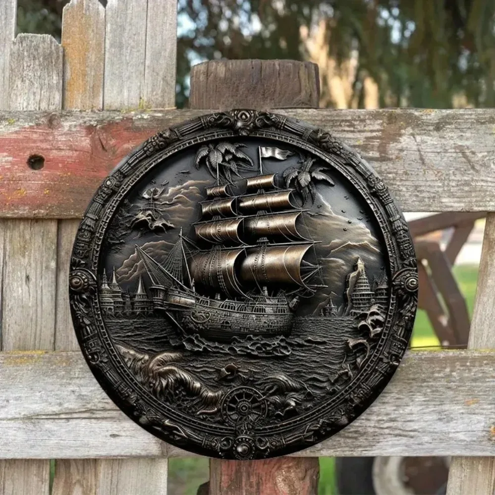 3D Pirate Ship Metal Wall Art: - Home Decor Theme 评论和价格