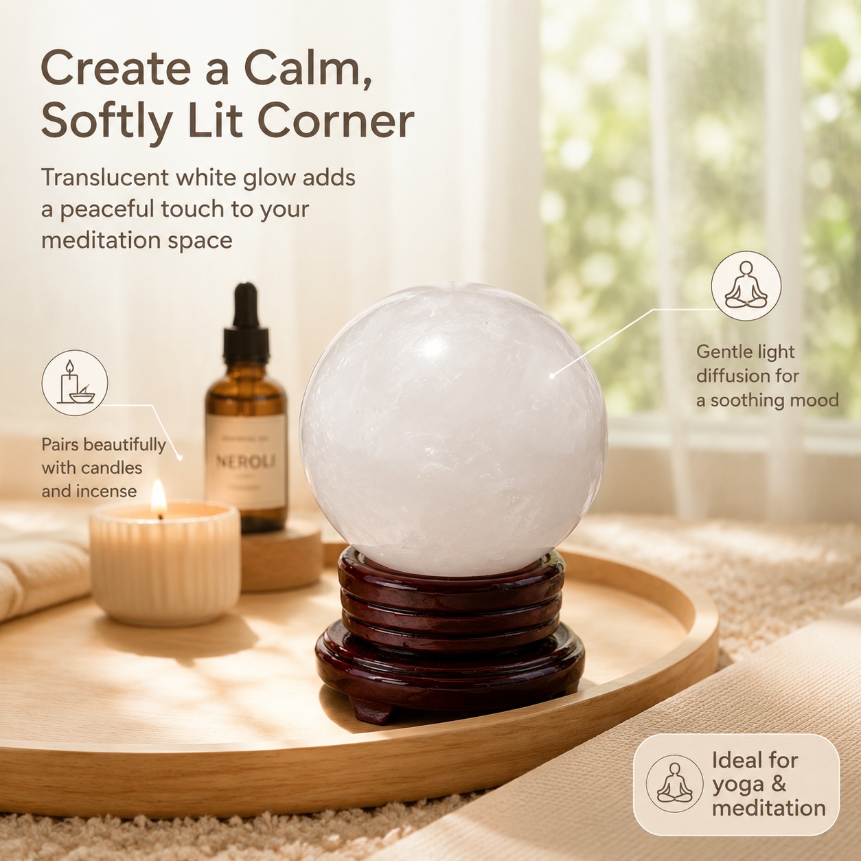 1 white quartz crystal ball, m - Home Decor Enthusiast 评论和价格