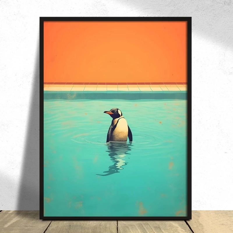 Penguin Pop Art Print Minimal  - Home Decor Design Ideas 评论和价格