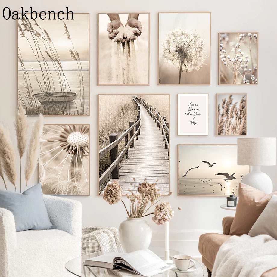 Beige Landscape Wall Art Reed  - Sand Art Picture 评论和价格