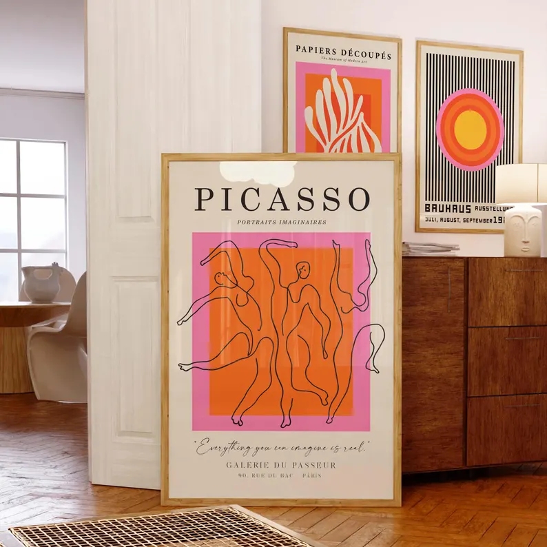 3pcsModern Orange  Bauhaus And - Home Decor On Wall 评论和价格