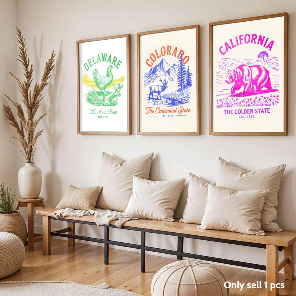 Animal Us States Art Design Po - Home Decor Design Ideas 评论和价格