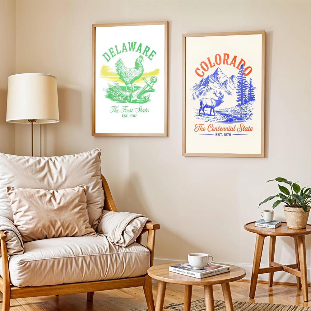 Animal Us States Art Design Po - Home Decor Design Ideas 评论和价格