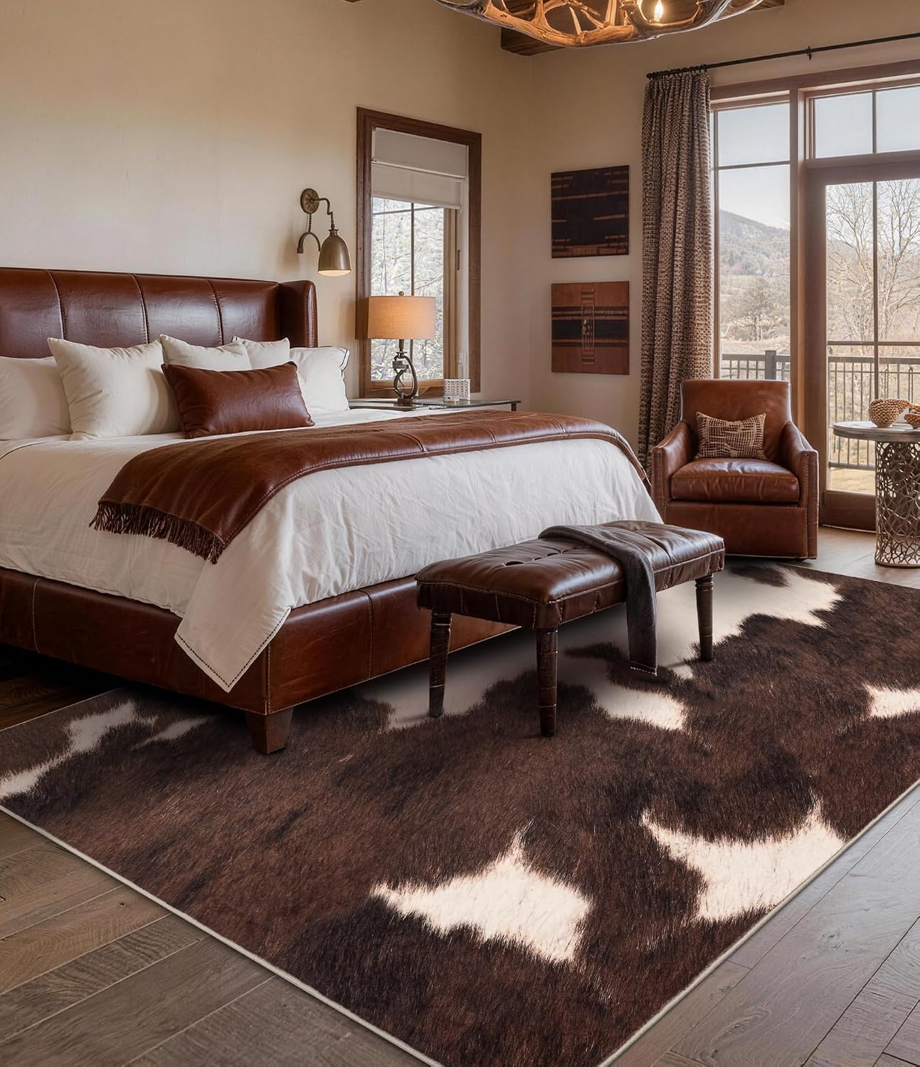 Brown Faux Cowhide Area Rug, S - Cowhide Rug Faux 评论和价格