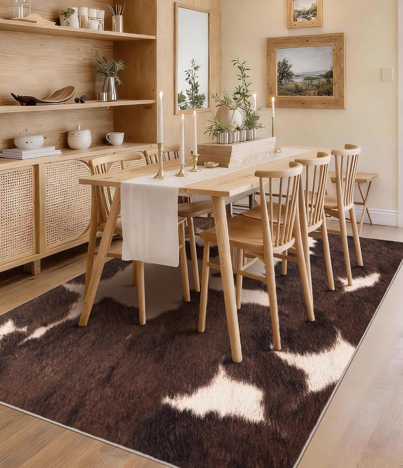 Brown Faux Cowhide Area Rug, S - Cowhide Rug Faux 评论和价格