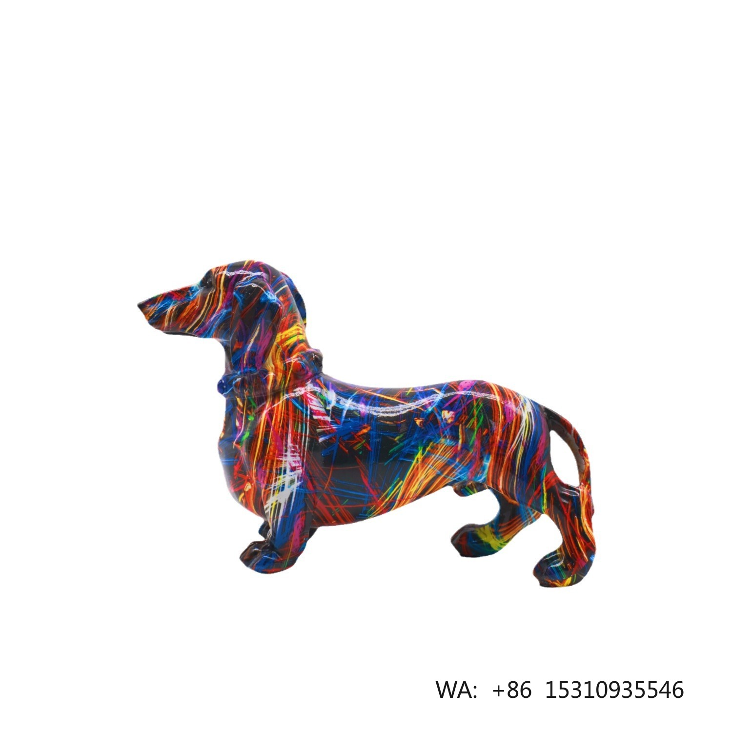 Resin Graffiti Dog Statue Mode - Home Decor Resin 评论和价格