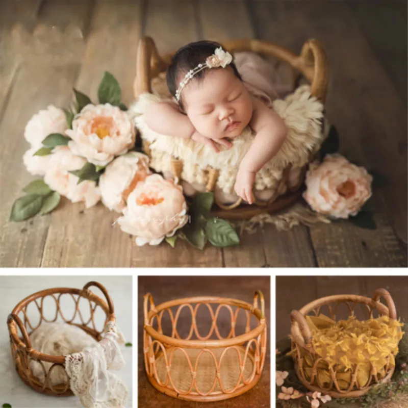 Baby Rattan Basket Newborn Pho - Home Decor Rattan 评论和价格