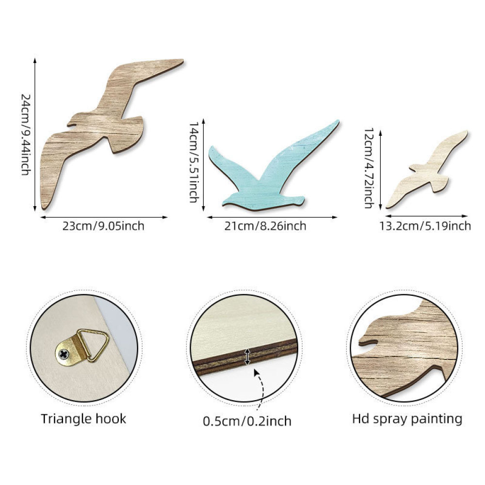 Artistic Wooden Seagull Wall D - Home Decor Minimalist Style 评论和价格