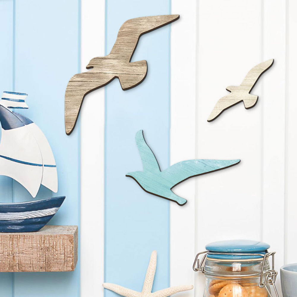 Artistic Wooden Seagull Wall D - Home Decor Minimalist Style 评论和价格