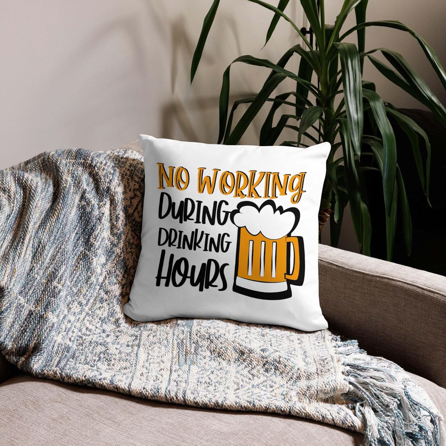 Funny Beer Pillow Cover, No Wo - Home Decor Quotes Ideas 评论和价格