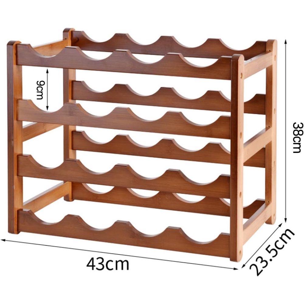 16 Bottle Wooden Wine Rack, 4  - Home Decor Minimalist Style 评论和价格