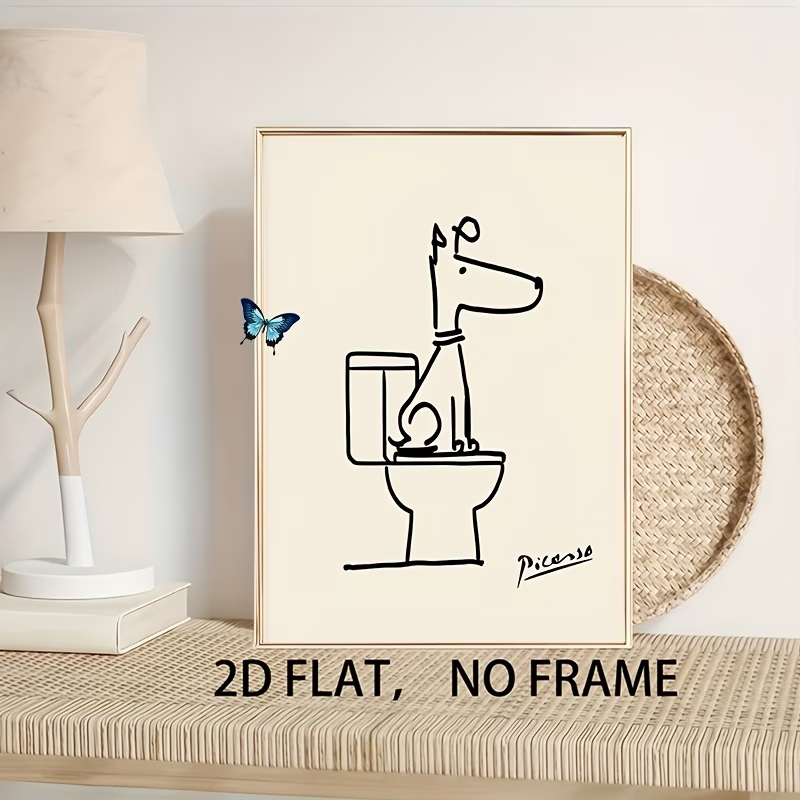 Modern,Retro Fun Dog Toilet Pi - Home Decor On Wall 评论和价格