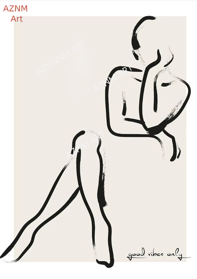 Nordic Bohemian Line Art Black - Home Decor Japandi 评论和价格