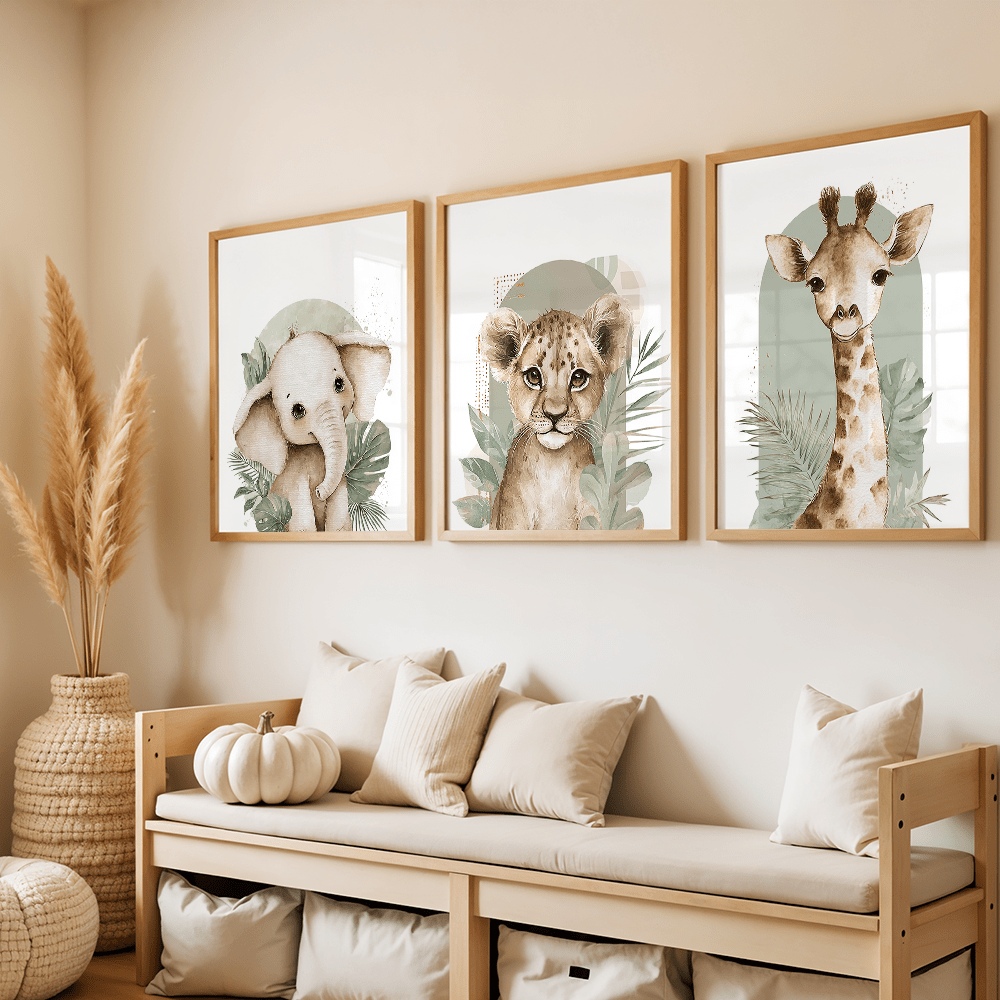 3pcs/set Retro Elephant Lion a - Home Decor Green 评论和价格
