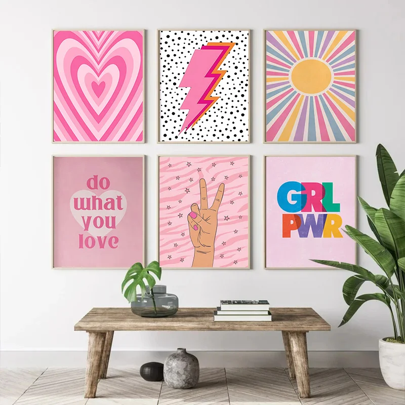 Abstract Pink Lightning Gradie - Home Decor Japandi 评论和价格